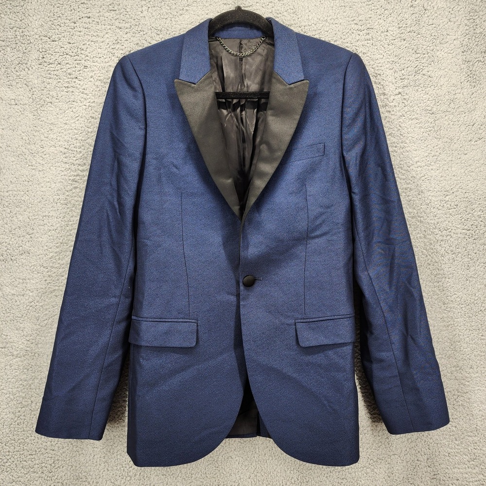 Topman Premium Men's Blue Textured Dinner Jacket Tuxedo Blazer Size 34 Chest
